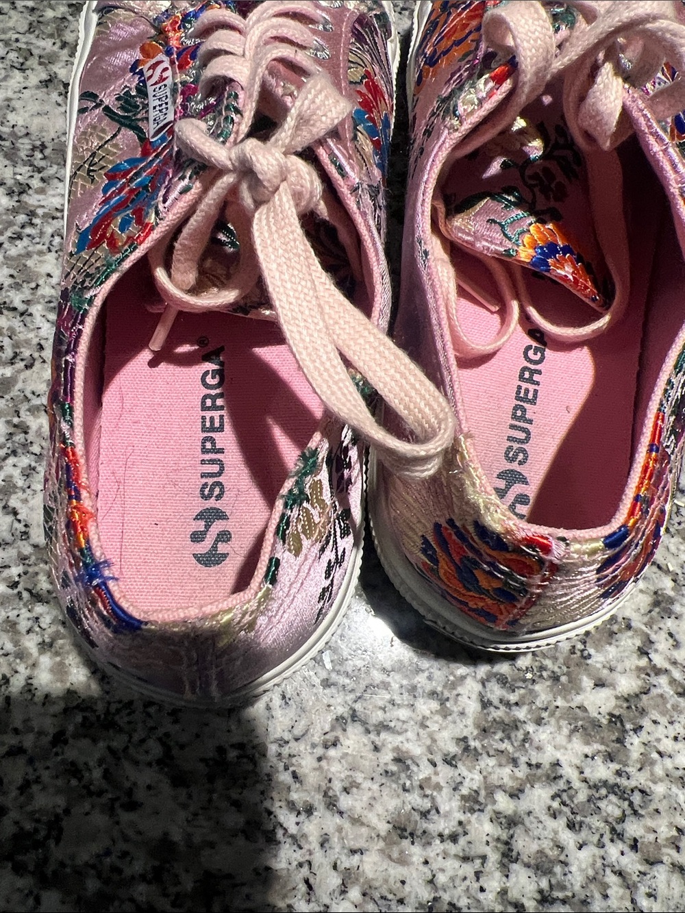 Superga 2750 Korelaw fashion sneakers 6.5 Pink Floral Embroidered Satin summer - Picture 5 of 9